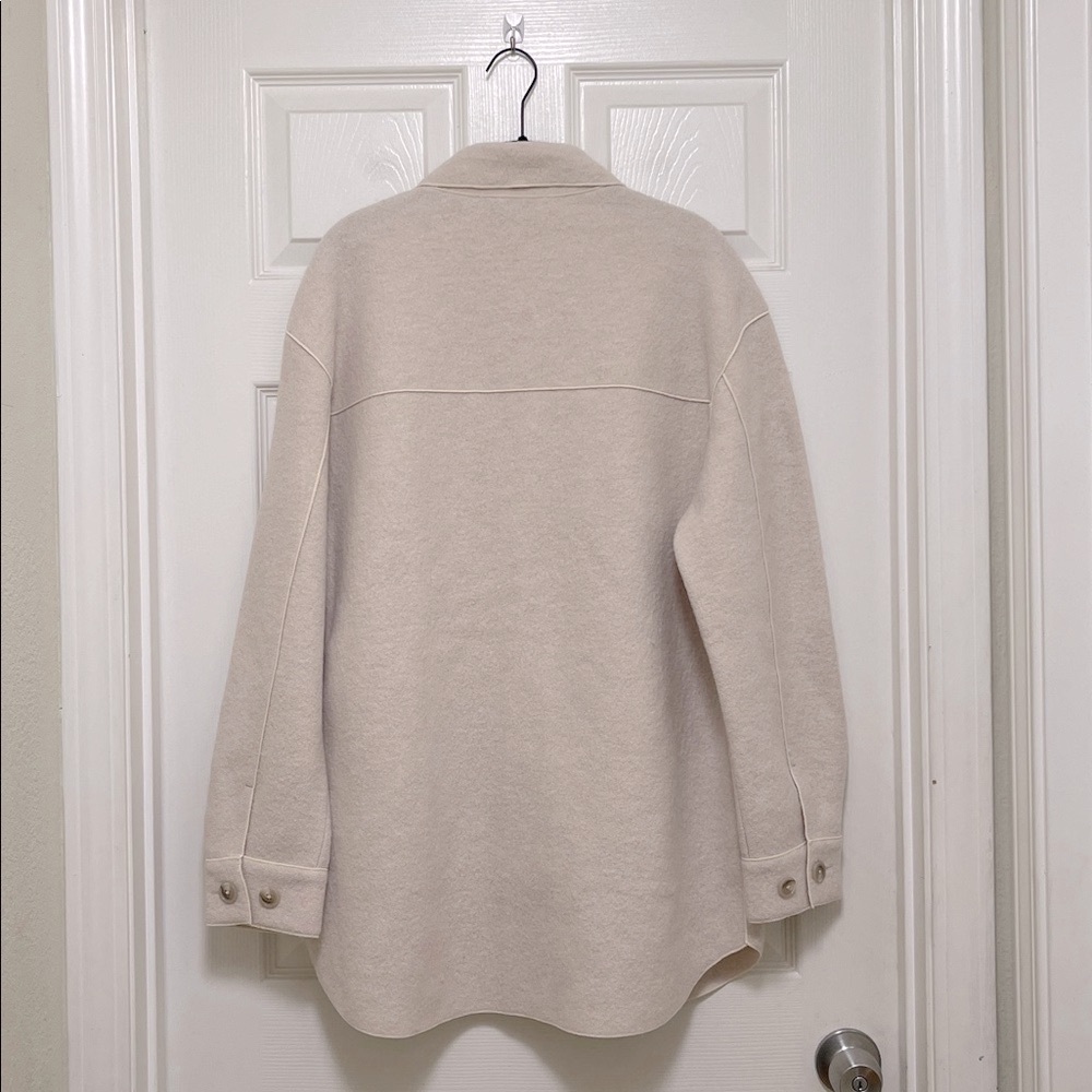 NWT REISS x Les 100 Ciels Boiled Wool Bouclé Overshirt in Cream - Picture 9 of 11